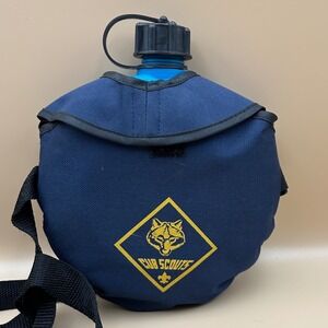 Cub Scouts Reliance Water Canteen Blue Plastic with Insulated Canvas Cover Strap